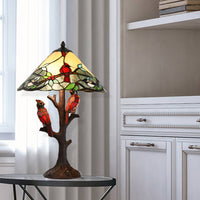 Tiffany Style 23.75"H Remi Multicolor Triple-Lit Cardinal Table Lamp