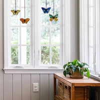 3.2"H Butterfly Kaleidoscope Stained Glass Window Panel