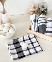 Woven Kitchen Towels Set of  4, Black-White, 18''x28''.: Black-White / 18''x28''