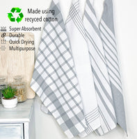 Woven Towel Set of  4, Grey-White, 18''x28''.: Grey-White / 18''x28''