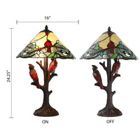 Tiffany Style 23.75"H Remi Multicolor Triple-Lit Cardinal Table Lamp