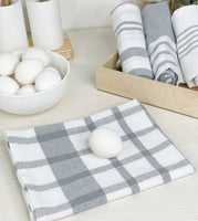 Woven Towel Set of  4, Grey-White, 18''x28''.: Grey-White / 18''x28''