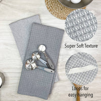 Waffle Kitchen Towel Set of 6, Grey, 18''x28'', UPCYCLED: Grey / 18''x28''