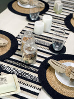 Table Runner, BLACK-IVORY, 13'' x 72'' JUTE LOOK: BLACK-IVORY / 13 Inch x  72 Inch