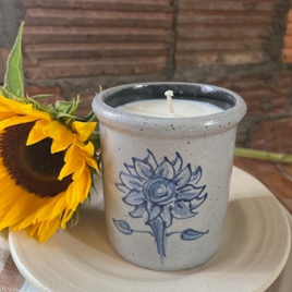 Rowe Pottery Sunflower Candle Crock