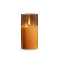 3" X 6" CLEAR GLASS PILLAR CANDLE Ivory/Gold