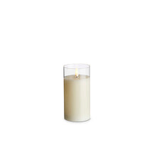 3" X 6" CLEAR GLASS PILLAR CANDLE Ivory/Gold