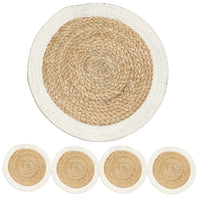 ROUND BORDER PLACEMATS NAT-IVORY, 13''x13'': Off-White