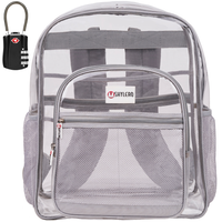 Clear Backpack For School XL | Top YKK® Zip | Gray Rhino: Gray Rhino