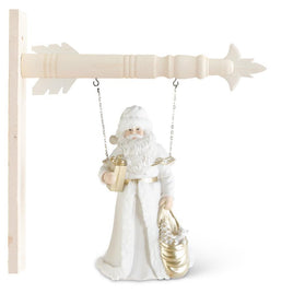 12 Inch White & Gold Resin Santa Holding Packages