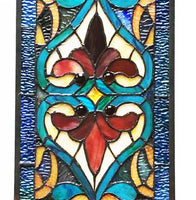 Tiffany Style 36"H Lani Victorian Red or Blue Stained Glass Window Panel: Blue