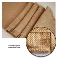 BURLAP RUFFLED TABLE RUNNER, NATURAL-GOLD, 13'' x 72''.: NATURAL-GOLD / 13 Inch x  72 Inch