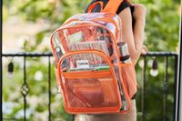 Clear Backpack For School XL | Top YKK® Zip | Orange Rhino: Orange Rhino