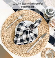 Natural Jute Hand Braided Round Placemats 15 Inch: NATURAL JUTE / 15 Inch x 15 Inch