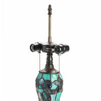 Tiffany Style 20"H Green Magna Carta Stained Glass Double Lit Table Lamp