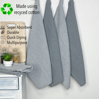 Waffle Kitchen Towel Set of 6, Grey, 18''x28'', UPCYCLED: Grey / 18''x28''