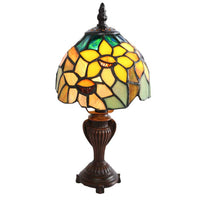 Tiffany Style 11.50"H Nora Yellow & Green Sunflower Accent Lamp