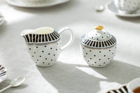 Black Josephine Stripes and Dots Fine Porcelain Tea Set