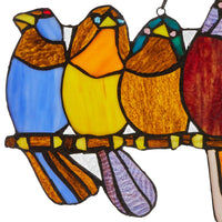 9.5"H Marisol Multicolor Birds Stained Glass Window Panel