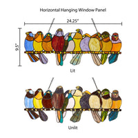 9.5"H Marisol Multicolor Birds Stained Glass Window Panel