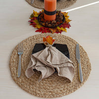 Natural Jute Hand Braided Round Placemats 15 Inch: NATURAL JUTE / 15 Inch x 15 Inch