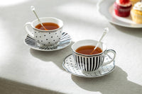 Black Josephine Stripes and Dots Fine Porcelain Tea Set