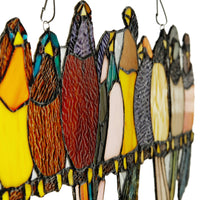 9.5"H Marisol Multicolor Birds Stained Glass Window Panel