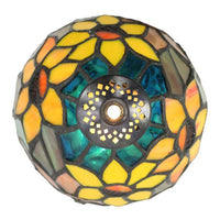 Tiffany Style 11.50"H Nora Yellow & Green Sunflower Accent Lamp