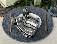 Cotton Braided Round Placemat Charcoal