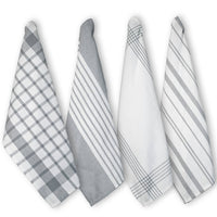 Woven Towel Set of  4, Grey-White, 18''x28''.: Grey-White / 18''x28''