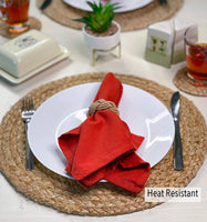 Natural Jute Hand Braided Round Placemats 15 Inch: NATURAL JUTE / 15 Inch x 15 Inch