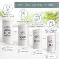 S/4 Old Country Brand Kitchen Canisters: White