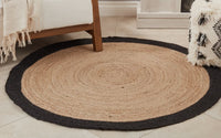 48” Jute Floor Rug Black Border