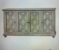 Fancy Scroll Door Console White with White Top