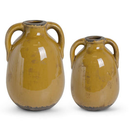 Crackled Butterscotch Glazed Terracotta Jug with Handles