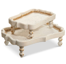 Distressed White Footed Tray