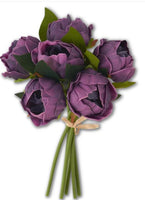 12 Inch Purple Real Touch Peony Bundle (6 Stem)