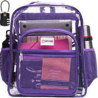 Clear Backpack For School XL | Top YKK® Zip | Purple Rhino: Purple Rhino