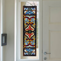 Tiffany Style 36"H Lani Victorian Red or Blue Stained Glass Window Panel: Blue