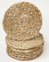 Jute Braided Round Coaster - Natural Jute- 4 Inch - Set of 8: 4'' Round