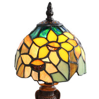 Tiffany Style 11.50"H Nora Yellow & Green Sunflower Accent Lamp