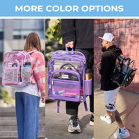 Clear Backpack For School XL | Top YKK® Zip | Purple Rhino: Purple Rhino