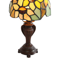 Tiffany Style 11.50"H Nora Yellow & Green Sunflower Accent Lamp