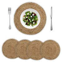 Natural Jute Hand Braided Round Placemats 15 Inch: NATURAL JUTE / 15 Inch x 15 Inch