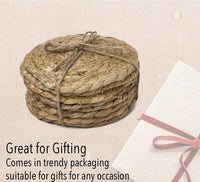 Jute Braided Round Coaster - Natural Jute- 4 Inch - Set of 8: 4'' Round