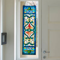 Tiffany Style 36"H Lani Victorian Red or Blue Stained Glass Window Panel: Blue