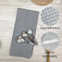 Woven Towel Set of  4, Grey-White, 18''x28''.: Grey-White / 18''x28''