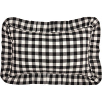 Vintage Check Black Ruffled Pillow Cover 20Lx12W