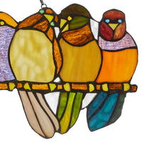 9.5"H Marisol Multicolor Birds Stained Glass Window Panel