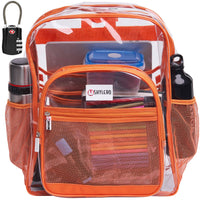 Clear Backpack For School XL | Top YKK® Zip | Orange Rhino: Orange Rhino